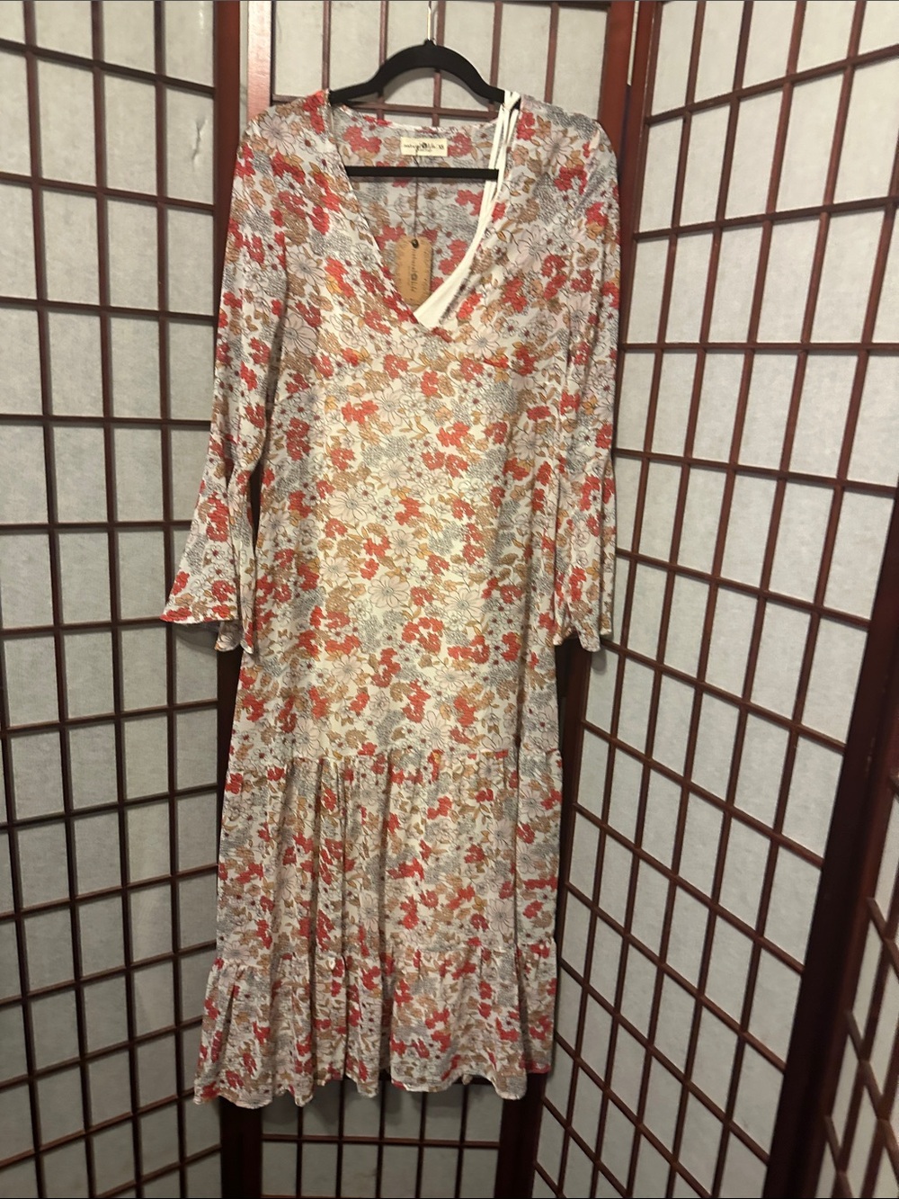 NATURAL LIFE Rust and Cream Floral Maxi Dress